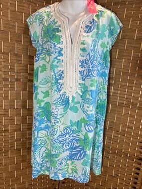 NWT Lilly Pulitzer Madia Tunic Dress Boom Croc A Locca Whisper Blue Small Resort